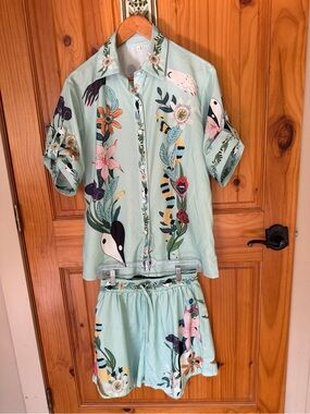 Women’s Floral & Animal Print Lounge Set - Mint